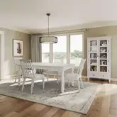 Westport 5 Piece 72" Dining Set in White Wood & Beige Fabric